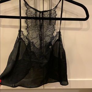 Free People Black Silk and Lace Crop too/bralette